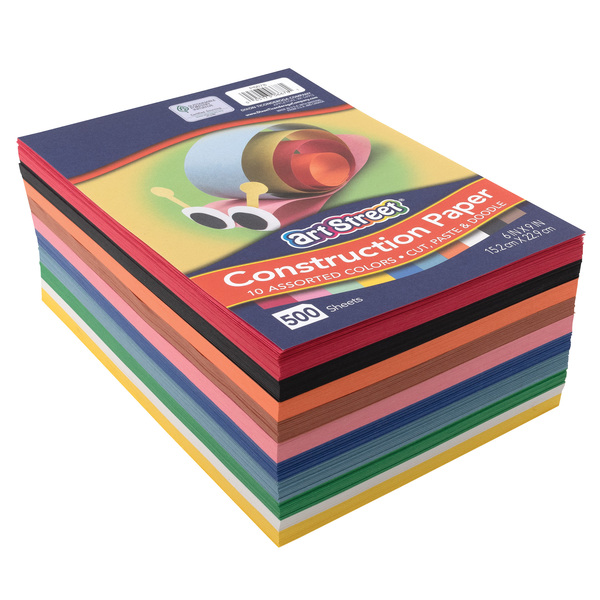 Art Street Lightweight Construction Paper, 10 Assorted Colors, 6x9in, 500 Sheets P6678